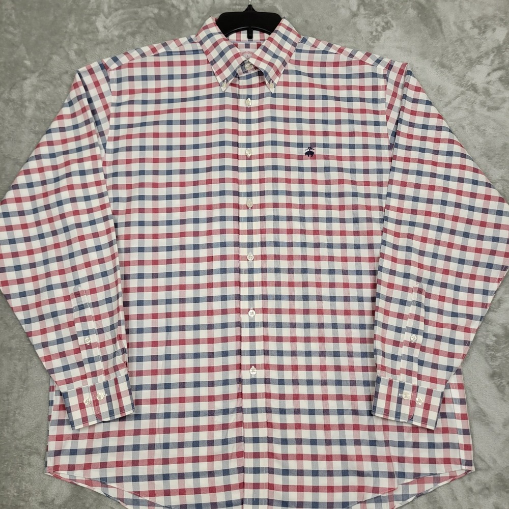 Brooks Brothers Madison Men's Large Colorful Plaid Non-Iron Supima Cotton Shirt